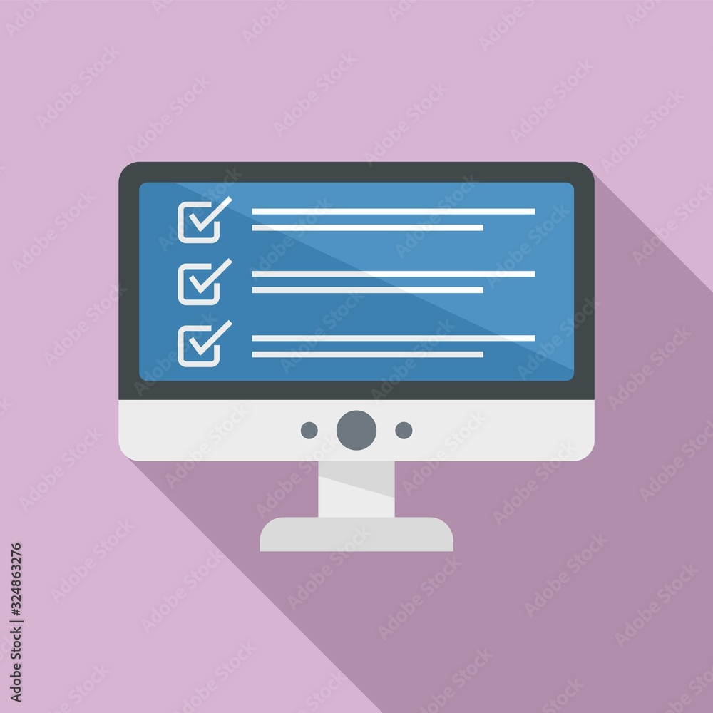Poster inventory computer monitor icon. flat illustration of inventory computer monitor vector icon for web
