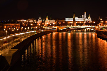 Obraz premium Panoramic night view of the Moscow Kremlin, Russia