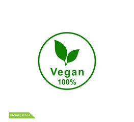 Vegan icon vector logo design template