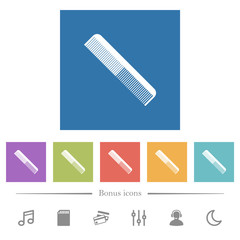 Simple comb flat white icons in square backgrounds