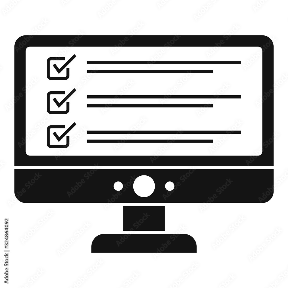 Poster inventory computer monitor icon. simple illustration of inventory computer monitor vector icon for w