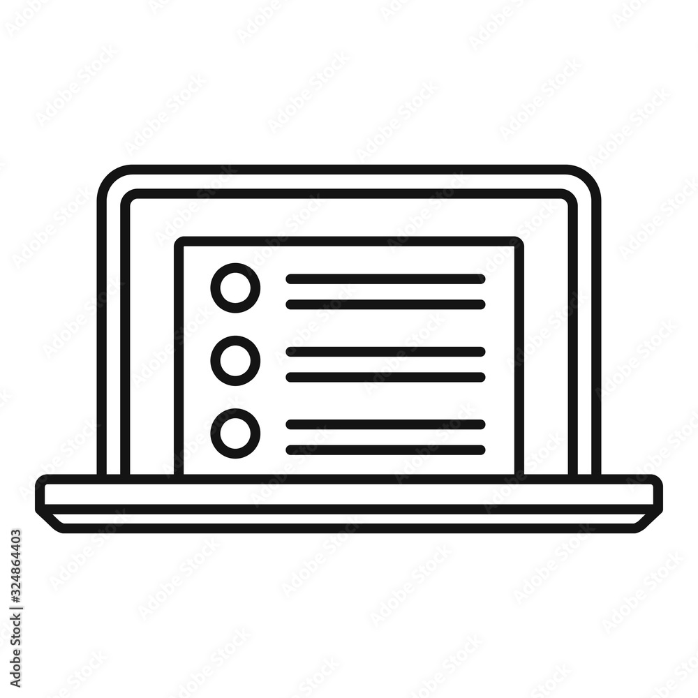 Poster laptop inventory list icon. outline laptop inventory list vector icon for web design isolated on whi