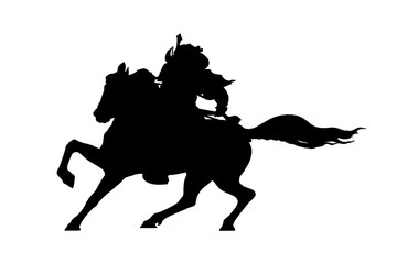 Samurai Warrior Riding Horse Isolated Graphic Silhouette