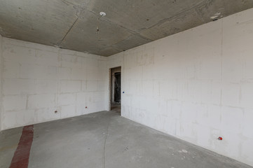 Russia, Omsk- October 18, 2019, 2019: interior room apartment. standard repair decoration in hostel