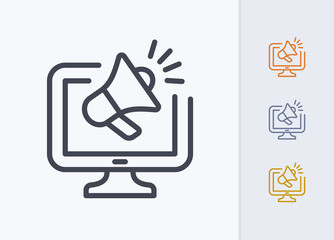 Megaphone On Computer - Pastel Stroke Icons
