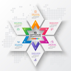 Vector star for infographic,Business concept with 6 options.
