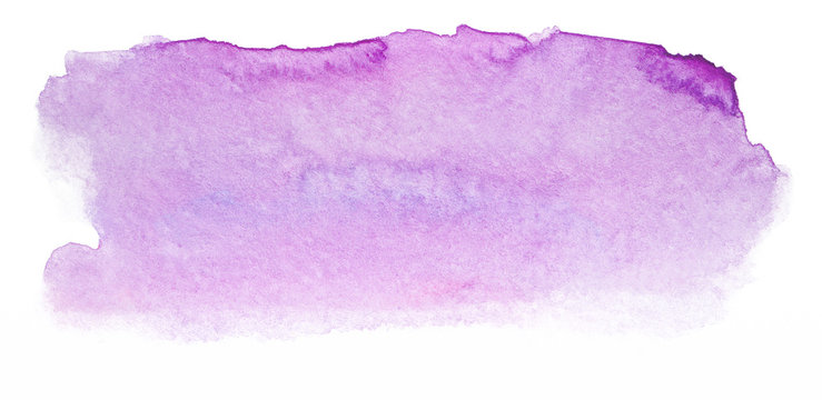 Watercolor violet stain element. Watercolor texture on paper photo on a white background isolated
