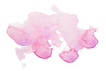 Watercolor pink stain grunge splattered light spots element. Watercolor texture on paper photo on a white background isolated