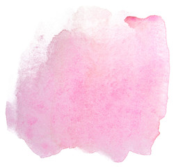 Watercolor pink stain element. Watercolor texture on paper photo on a white background isolated