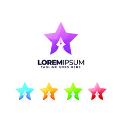 Obraz premium Star Logo with pen symbol minimalist modern colorful gradient