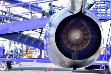 Obraz premium Close-up of airplane engine