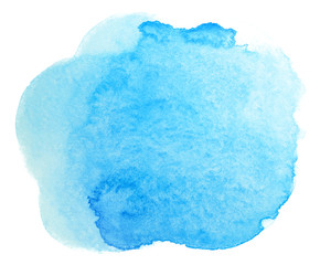 Watercolor stain blue element. Watercolor texture on paper photo on a white background isolated