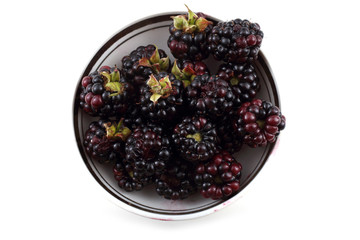 Blackberries on saucer
