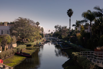 View from the canals from Venice Beach in Los Angeles, California, United States.