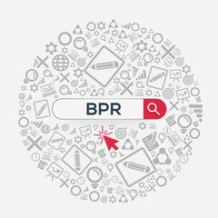 BPR mean (brief project report) Word written in search bar ,Vector illustration.
