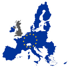 european union map blue color with stars without england - 324873456