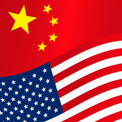 china and united states flags together illustration