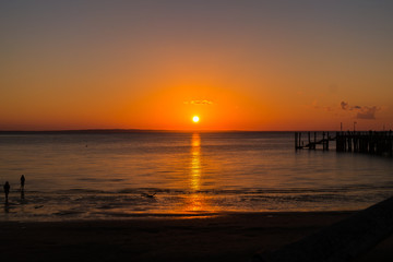Sunset at pier Fraser Island Australia