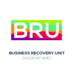 Creative colorful logo , BRU mean (business recovery unit) .