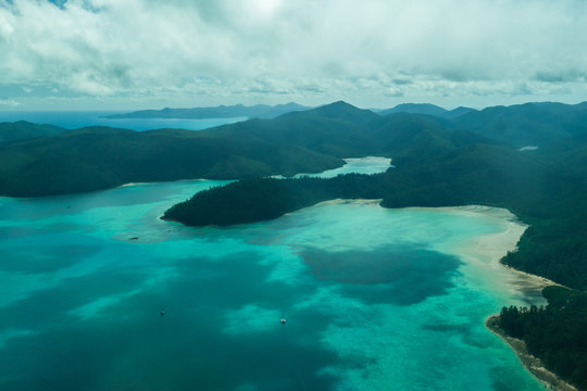 Aerial View Tropical Whitsunday Islands Australia