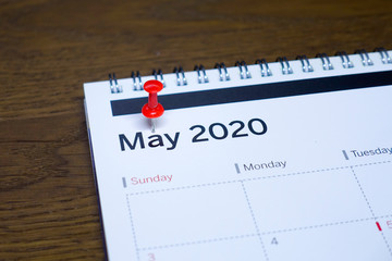 A Red Pin on May 2020 Calendar