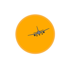 Airplane on sun background vector illustration.