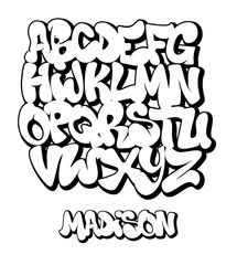 Deurstickers Street Graffiti Font, handwritten Typography vector illustration. © rosovskyi