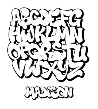 Street Graffiti Font, handwritten Typography vector illustration.