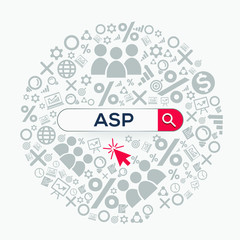 ASP mean (average selling price) Word written in search bar ,Vector illustration.