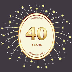 40th years anniversary vector design background for celebration, congratulation and birthday card