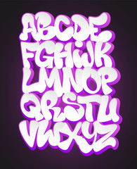 Vector of stylized graffiti font and alphabet
