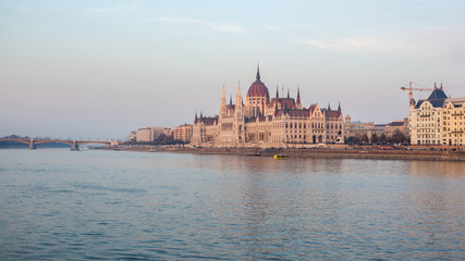 Fototapeta na wymiar Budapest Parliament building and Danube river, Hungary