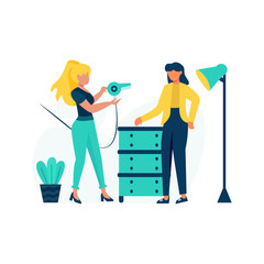 Beauty shop provides hair and beauty care to customers vector illustration