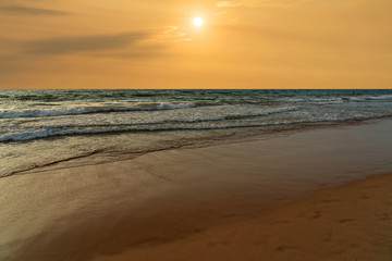 Fototapeta na wymiar Ocean beach sunset landscape view, Sri Lanka