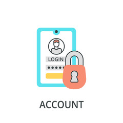 Flat vector illustration of mobile accaoun. Secure user icon