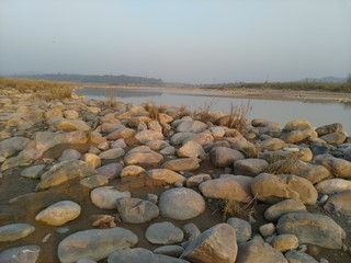 Beautiful River water with stone Himachal Pradesh India
