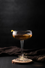 Close up of tasty cocktail copy space