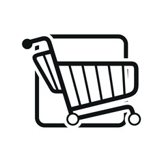 shopping cart illustration, web icon, flat style