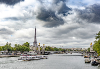 View of the Seine river in Paris, the capital of France.