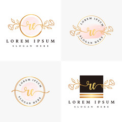 Initial re feminine logo collections template premium vector