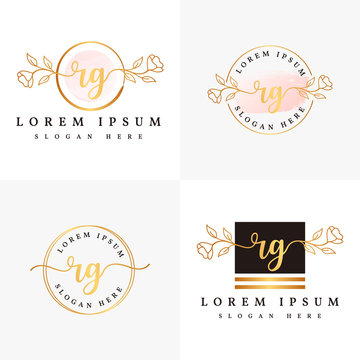 Initial rg feminine logo collections template premium vector