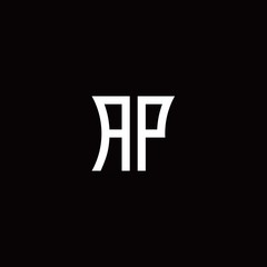 Fototapeta premium AP monogram logo with curved side style design template