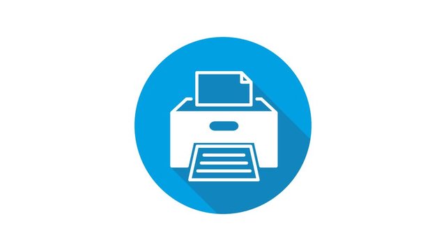 Blue motion graphic icon animation printer