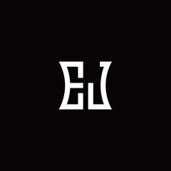 EJ monogram logo with curved side style design template