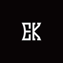 EK monogram logo with curved side style design template
