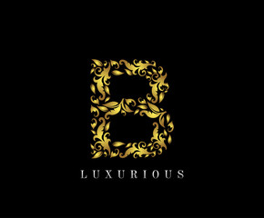 Golden B Luxury Logo Icon, Elegant B Letter Logo Design.