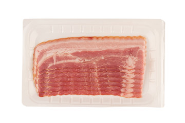 smoked pork fillet packaging isolated on white