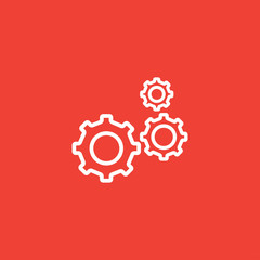 Gear Line Red Icon On White Background. Red Flat Style Vector Illustration
