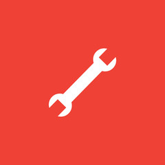 Wrench Red Icon On White Background. Red Flat Style Vector Illustration