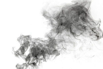 Abstract black smoke isolated on white background